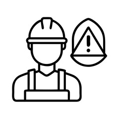 Construction worker safety warning icon vector illustration for industrial work and hazard awareness
