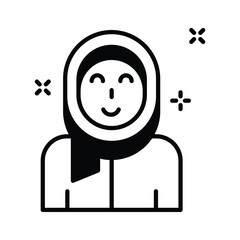 Ready to use glyph icon of muslim woman in hijab