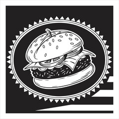 silhouette hamburger on black on white background