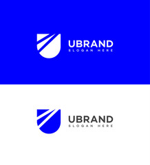 U Brand Logo Design Blue Shield, Letter U, Modern, Minimalist, Abstract, Business, Brand Identity,  © JustPrint