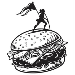 silhouette hamburger on black on white background