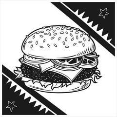 silhouette hamburger on black on white background