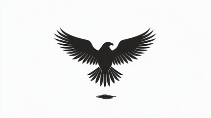 Obraz premium Majestic black eagle soars freely; logo concept for nature, freedom, power symbol