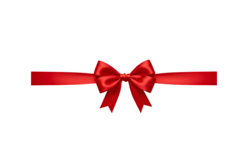 A vibrant red satin ribbon bow elegantly tied symbolizes celebration gifting and festive cheer against a stark black background Perfect for holiday designs gift wrapping and AI Generative