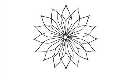 Elegant flower drawing on white background for print, design, or coloring activity