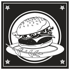 silhouette hamburger on black on white background