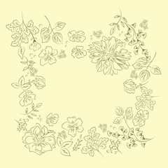 Fototapeta premium hand drawn outline flowers illustration. Line Drawing flower. hand drawn sketch of flowers illustration. 