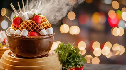 chocolate fondue, street food, 