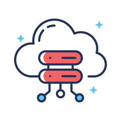 Trendy outline style icon showing cloud server connection