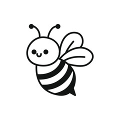 Cute Bee Doodle Simple Line Art Illustration