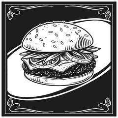 silhouette hamburger on black on white background