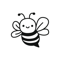 Cute Bee Doodle Simple Line Art Illustration