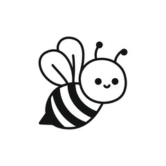 Cute Bee Doodle Simple Line Art Illustration