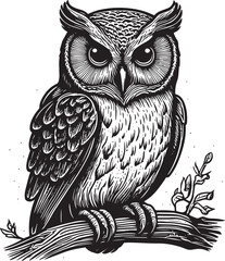 owl hand drawn vector illustration
