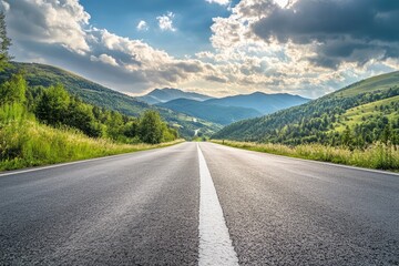 Open road through mountains