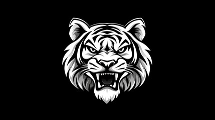 Fototapeta premium Fierce white tiger roaring with powerful expression for mascot or logo design