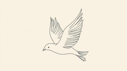 Obraz premium Dove flying, simple vector illustration, symbol of freedom, minimalist background