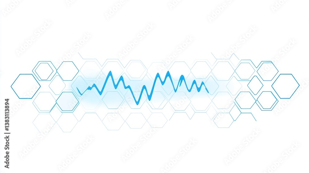 Poster digital data analysis with blue wave amid tech background for presentation use
