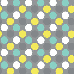 Polka dots striped design, Gray background, seamless repeat colorful dots pattern, gift wrap paper