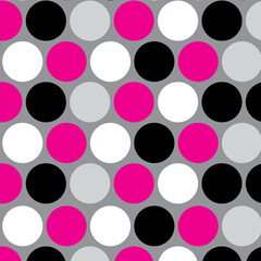 Polka dots design, Gray background, seamless repeat colorful dots pattern, gift wrap paper