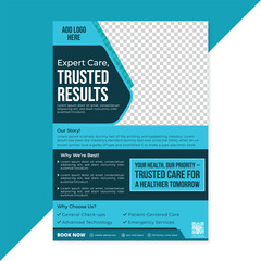 Corporate medical flyer design template healthcare A4 flyer or poster layout medical industry promotion print ready template vector