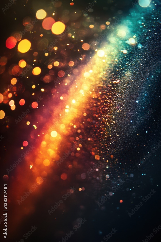 Poster abstract cosmic dust and bokeh lights creating a magical atmosphere with warm and cool tones for bac