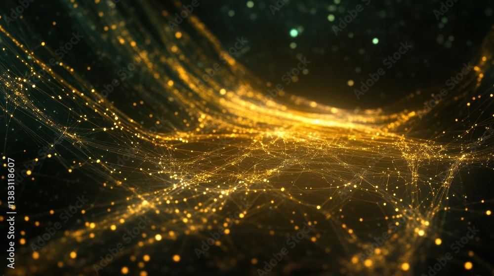 Aufkleber a network of glowing constellation lines, digital nodes shaping business intelligence patterns, deep