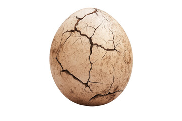 Fototapeta premium 3D illustration of an old, cracked dinosaur egg on a white background