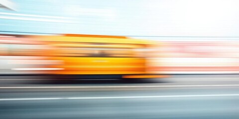 Fast Motion Blur Abstract Background Yellow Bus Speed Urban Transport