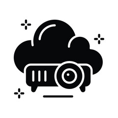 Modern icon of cloud projector designed in glyph style