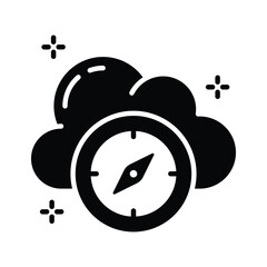 Ready to use glyph style icon of cloud compass