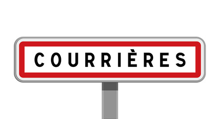 Panneau sur poteau central de Courrières, Pas-de-Calais, Hauts-de-France