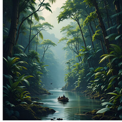 tropical island in the jungle