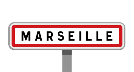 Panneau sur poteau central de Marseille, Bouches-du-Rh&ocirc;ne, Provence-Alpes-C&ocirc;te d&rsquo;Azur