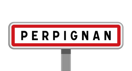 Panneau sur poteau central de Perpignan, Pyrénées-Orientales, Occitanie