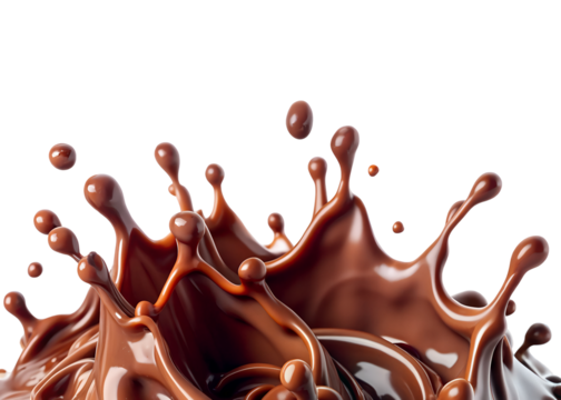 melted chocolate splashes clipart image on transparent background
