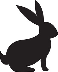 Bunny rabbit silhouette flat icon. Easter bunny. Cutie bunny isolated on transparent background. Suitable for logo, emblem, pictogram, print, design element for greeting card. Vector illustration.
