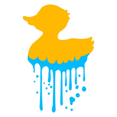 Squeaky duck Bath duck Water drops Graffiti Fun Isolated Vector Graphic Design Illustration
