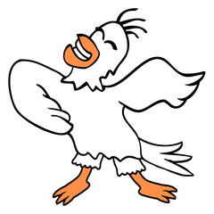 Seagull bird dances happily celebrates cheerful Isolated Vector Graphic Design Illustration
