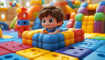 Colorful child figure play area play blocks