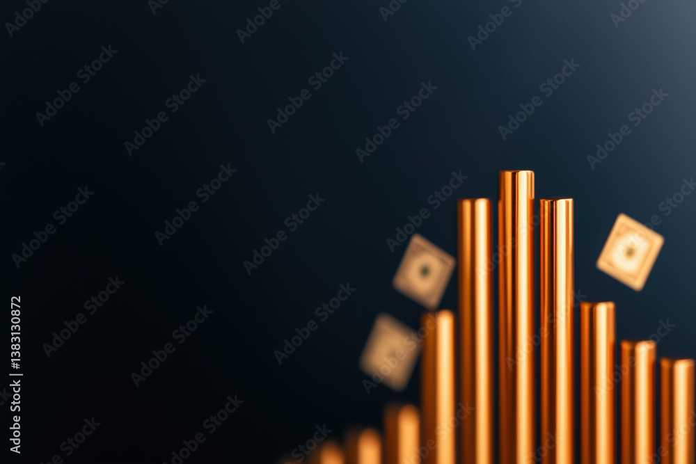 Poster rising demand for currency is evident in this striking image of golden bars symbolizing import and f