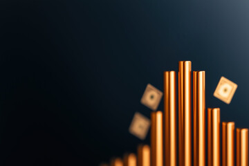 Obraz premium Rising demand for currency is evident in this striking image of golden bars symbolizing import and financial growth