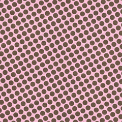 Polka dots design, Pink background, seamless repeat brown dots pattern, gift wrap paper