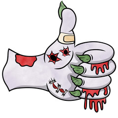 Hands of vampire bandaged,hands of zombie, mummy was bloody eyeballs and a clawed hand with spooky.Hand drawn,Creative with illustration in flat design,decorative with halloween.