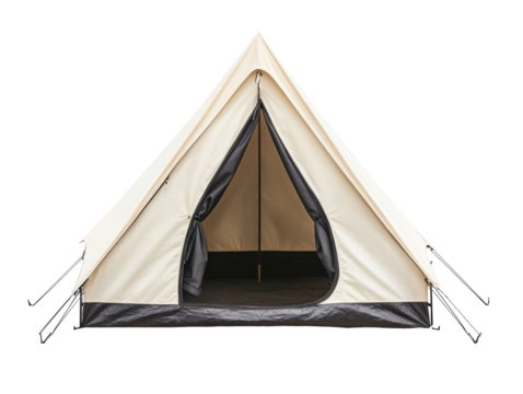 Cozy camping tent for outdoor adventures in nature on a transparent background, cut out