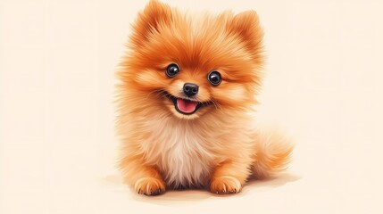 Obraz premium Illustration of cute puppy dog on light background