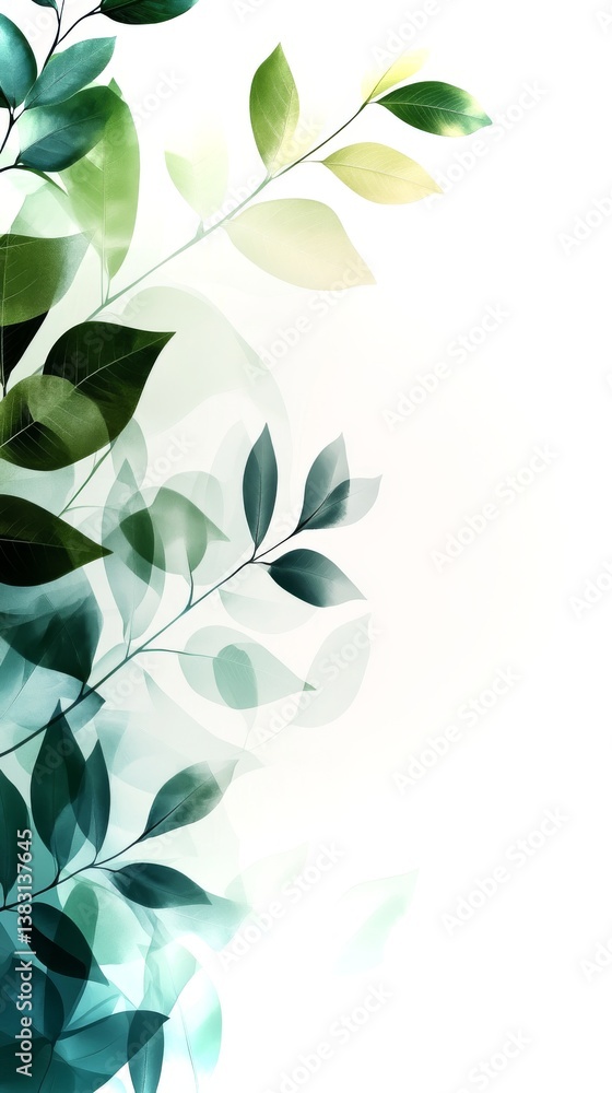 Poster pastel green vertical gradient with soft leaves creating a serene backdrop for innovative designs