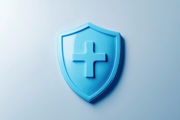 Fototapeta premium 3D Rendered Blue Cross Shield Icon on White Background