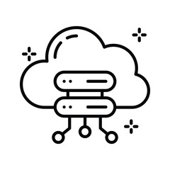 Trendy outline style icon showing cloud server connection