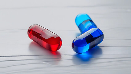 Red and Blue Capsules – Futuristic Medicine and Healthcare Concept